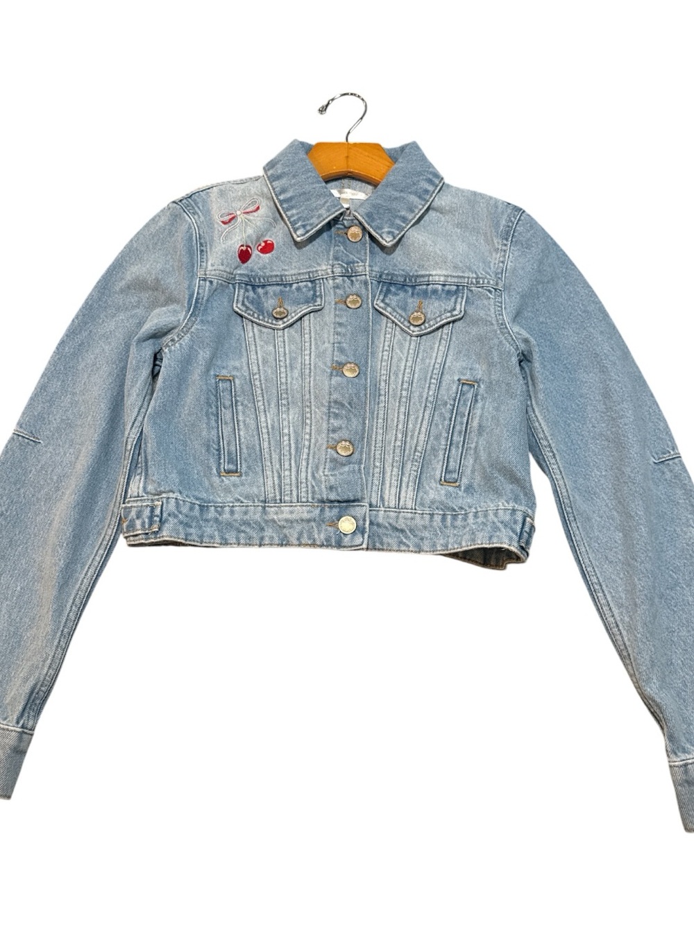 LoveShackFancy Bardot Cherry Denim Jacket - Picture 10 of 15